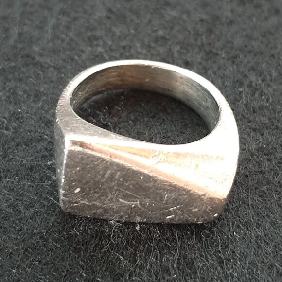 Bold Vintage Unique Sculptural Modernist Solid 925 Silver Statement Ring - Picture 3 of 12